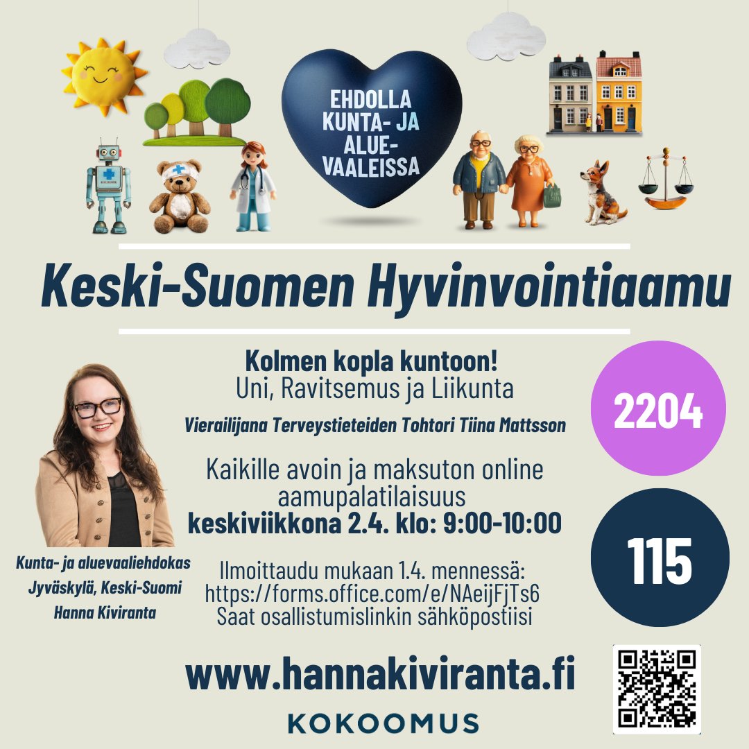 kihannis's tweet photo. 📷 Kevätaurinko paistaa ja hyvinvointi kutsuu! 📷
📷 KESKIVIIKKONA 2.4. klo 9–10
📷 Ilmoittaudu tästä:
https://t.co/QhUu1tjuaC
📷 Uni – 📷 Ravinto – 📷 Liikunta
Mukana huikea asiantuntijavieras, TtT Tiina Mattsson https://t.co/oMO9dley82