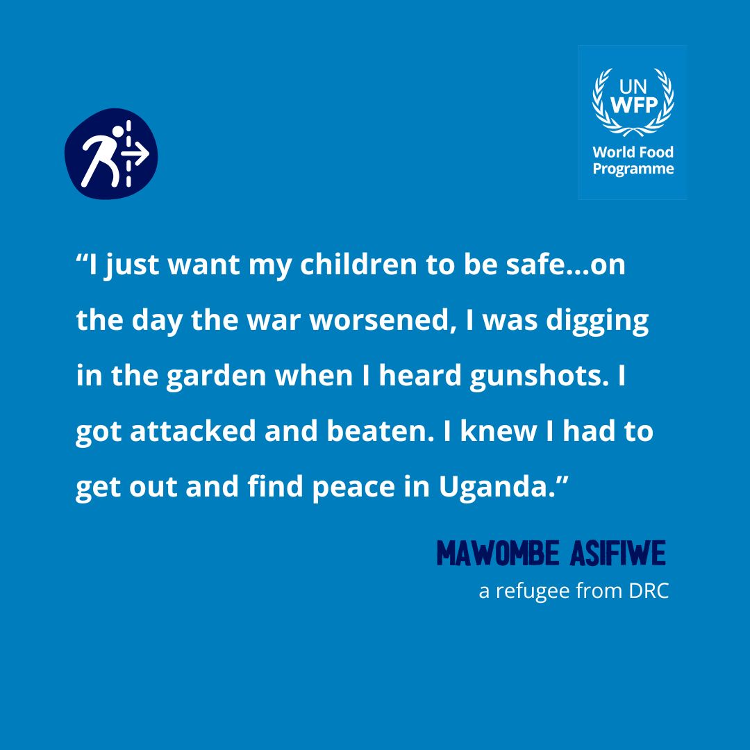 WFP_Uganda's tweet photo. A refugee is a mother seeking safety for her children, a farmer forced to leave his land, a child who no longer has a home.

Driven from their country by conflict and violence they leave everything behind.

@WFP is there to support them on their journey to safety. https://t.co/7xSYGyhLaC