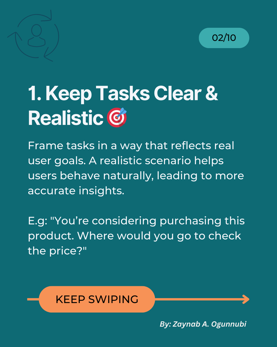 slimfit_zee's tweet photo. Set users up for success! 🧐🧐

Your test is only as good as the clarity of your task. Keep instructions simple, direct, and relevant to real-world user goals.

#ux #Research #uxresearch #uxr #researchmethods #FirstClickTest #researchtips #Tips #UserExperience #successtips https://t.co/e4vEcYDxqW