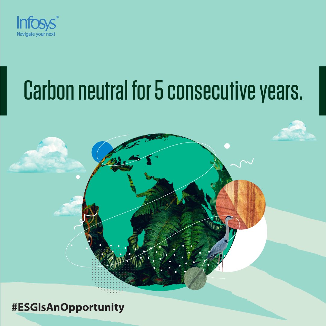 Infosys's tweet image. Infosys has maintained carbon neutrality for five years, offsetting emissions to ensure no net release of greenhouse gases. This reflects our commitment to reducing environmental impact &amp;amp; supporting global sustainability. infy.com/ESGReport

#InfosysESG | #ESGIsAnOpportunity