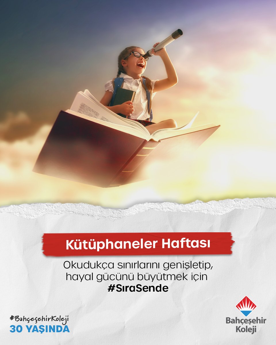 Okumak, dünyanı genişletmenin en güzel yolu!📚
Kütüphaneler Haftası’nda hayal gücünü beslerken, yeni dünyalar keşfetmek için #SıraSende!

#BahçeşehirKoleji