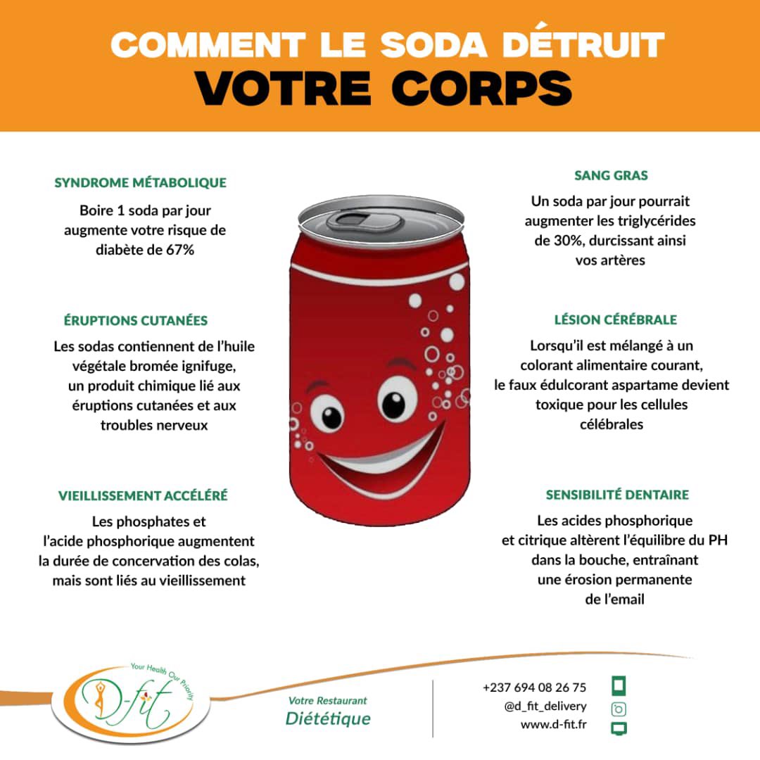 Astuce santé D-FIT | les boissons gazeuses sont les plus consommées dans le monde , mais quels sont leurs réels dangers ?

On vous en parle dans le visuel plus haut👇🏿👇🏿👇🏿👇🏿