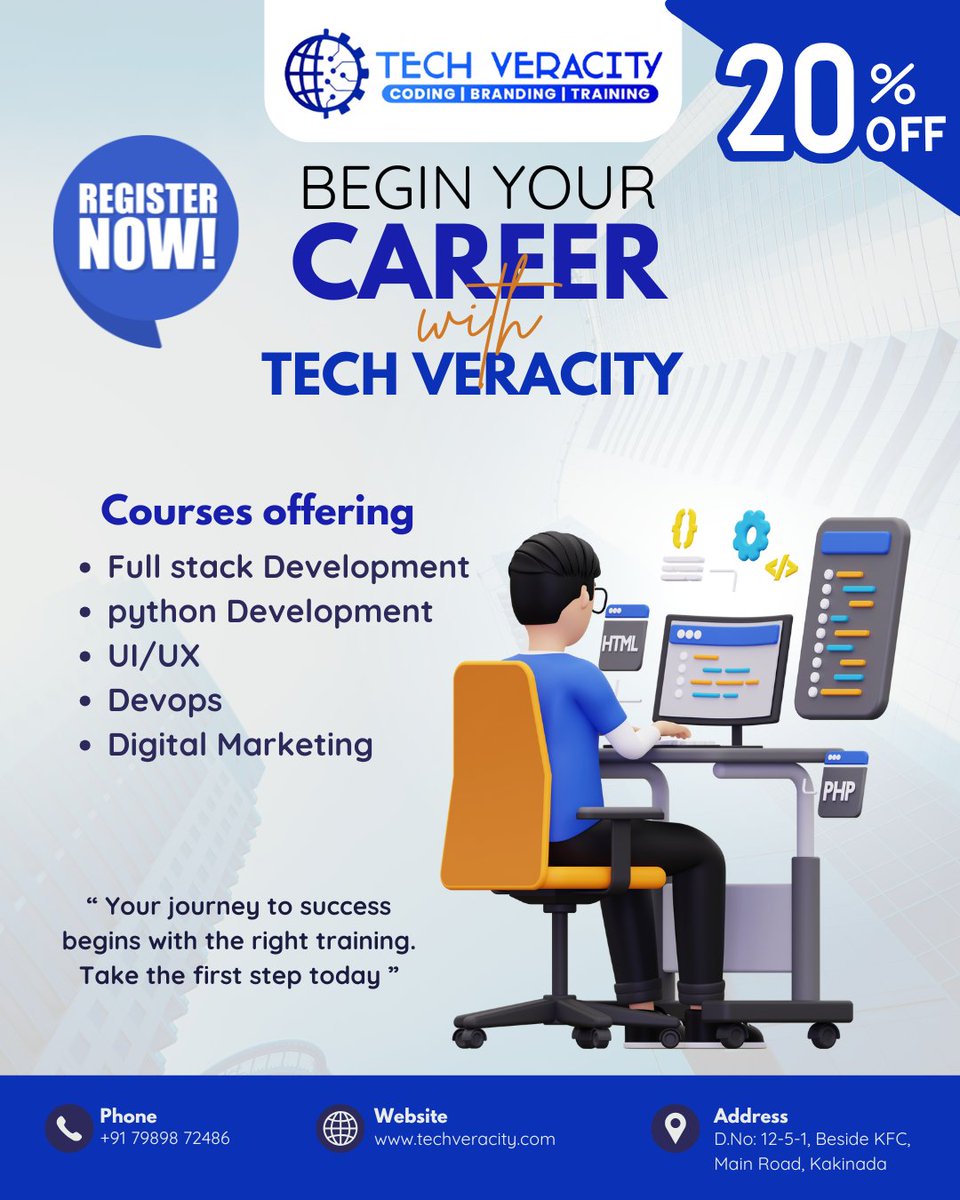 tech_veracity's tweet image. Start your journey today with expert mentors!
.
Join our training programs and boost your skills in:
.
Digital Marketing
DevOps
Full Stack Development
UI/UX
Python Development
.

🔗 Register Now: techveracity.com
📞 Contact Us: +91 7989872486
.
#digitalmarketing