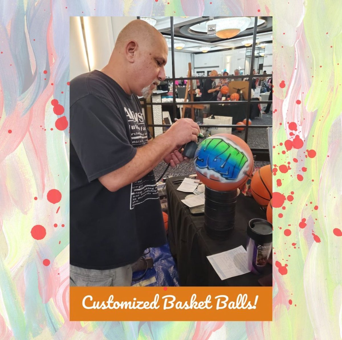 Matthew Lipp in action painting at an event 💛

#airbrushing #airbrushingartist #giftsforkids #giftsforteens #artistatwork #customgiftideas #festercustomairbrushing #airbrushart