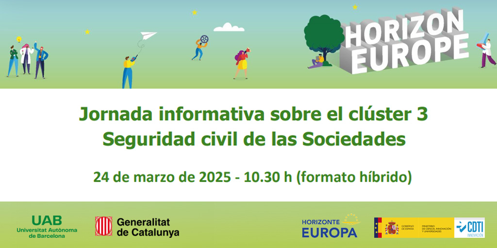 CDTI_innovacion's tweet image. 📣 El CDTI Innovación participa hoy 🗓️24-MARZO en la jornada organizada por la @UABBarcelona sobre oportunidades de #financiación en el #Clúster3 &quot;Seguridad Civil para la Sociedad&quot; de @HorizonteEuropa 👇

+ info➡️ eventos.cdti.es/agenda/2025032…

#HorizonteEuropa #AyudandoCrearFuturo