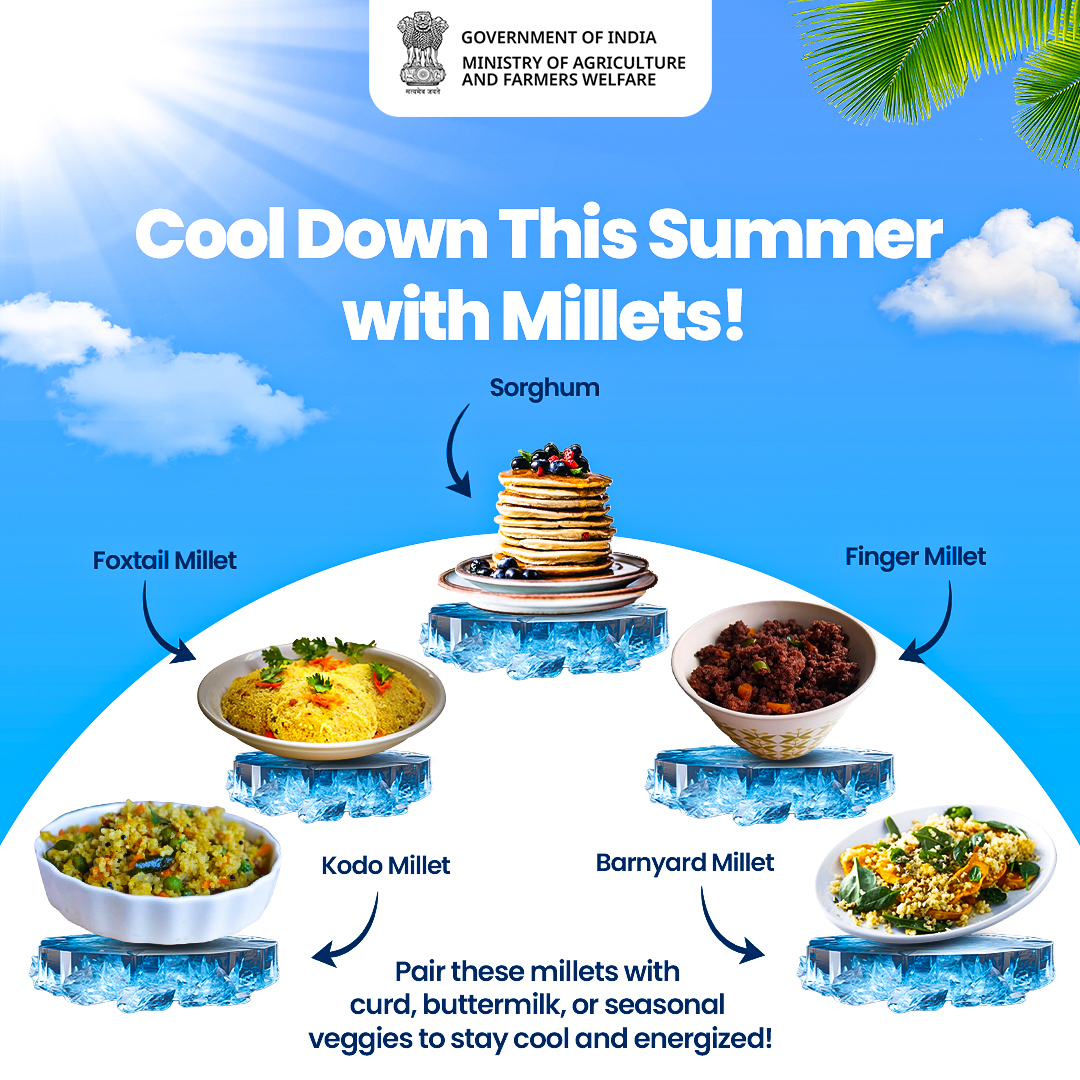 It’s time to up the ‘cool’ quotient with Millets! How many of these have you included in your diet?

#IYM2023 #ShreeAnna #summer #tipsoftheday