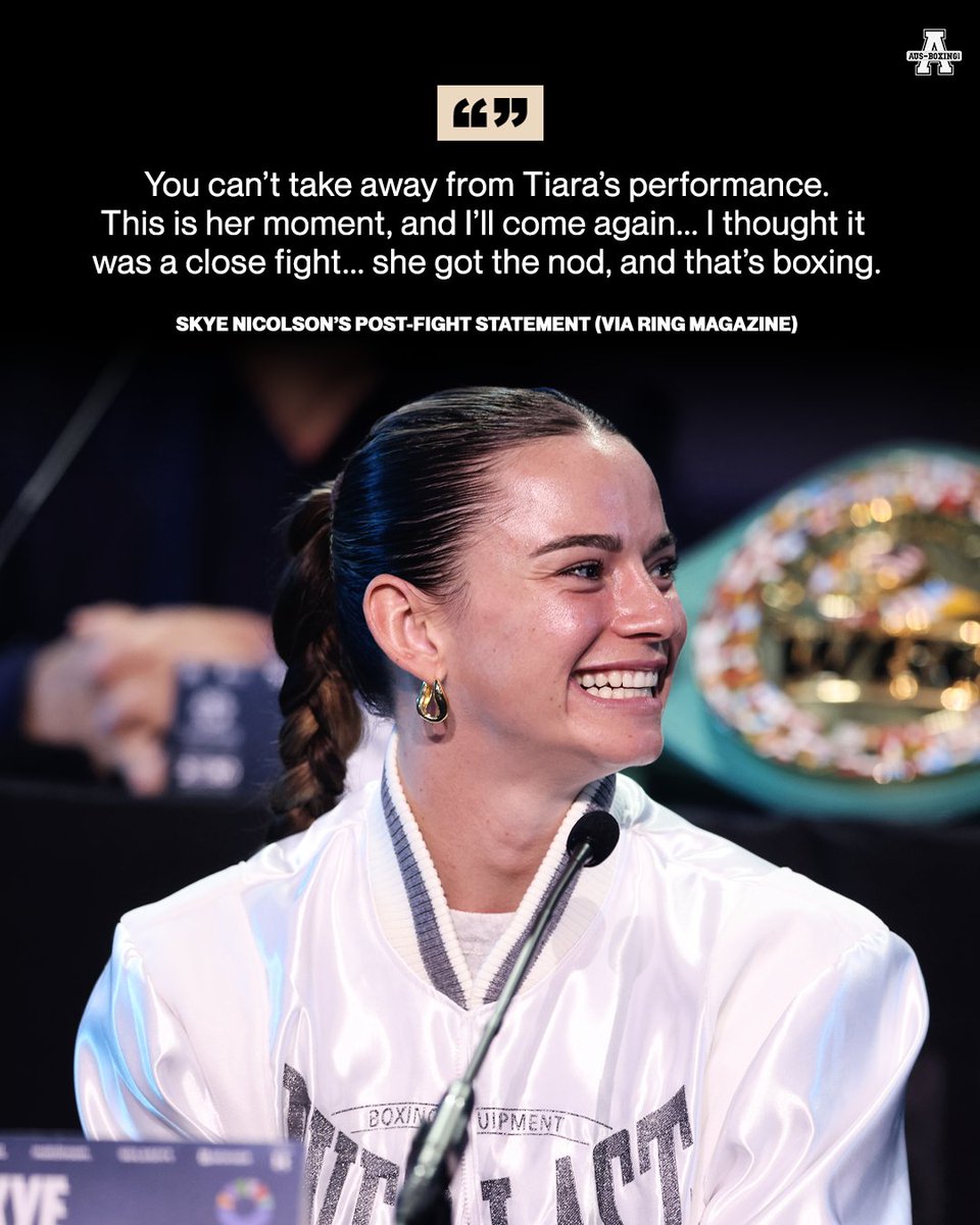 Aus-Boxing.com (@ausboxing) on Twitter photo Classy in victory. Humble in defeat.
<a href="/skyebnic/">Skye Nicolson</a> on the highs and lows of boxing.
#ozboxing #boxing #NicolsonBrown Classy in victory. Humble in defeat.
<a href="/skyebnic/">Skye Nicolson</a> on the highs and lows of boxing.
#ozboxing #boxing #NicolsonBrown