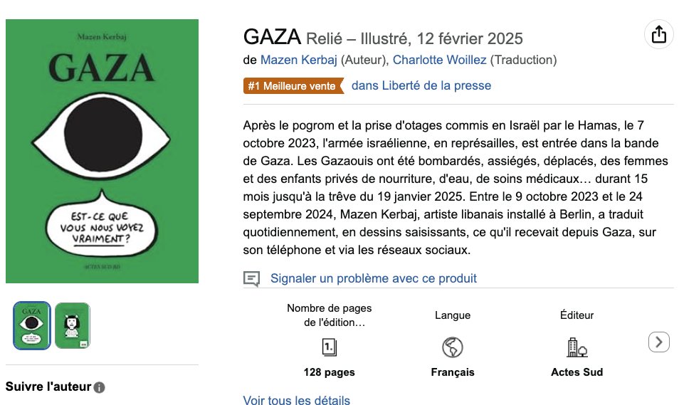 Le livre que veut faire interdire le CRIF est ce matin meilleure vente de la catégorie… « Liberté de la presse » d'Amazon.

Congrats @MazenKerbaj