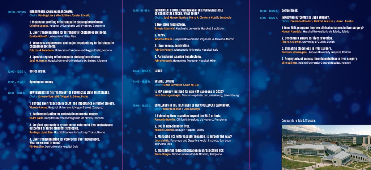 El🏥organiza este importante encuentro internacional con una masterclass sobre actualización en cirugía hepatobiliar, páncreas y trasplantes a la que acuden prestigiosos expertos europeos.
🗓️El próximo viernes 28 a las 8.30 en el Paraninfo de Ciencias de la Salud.