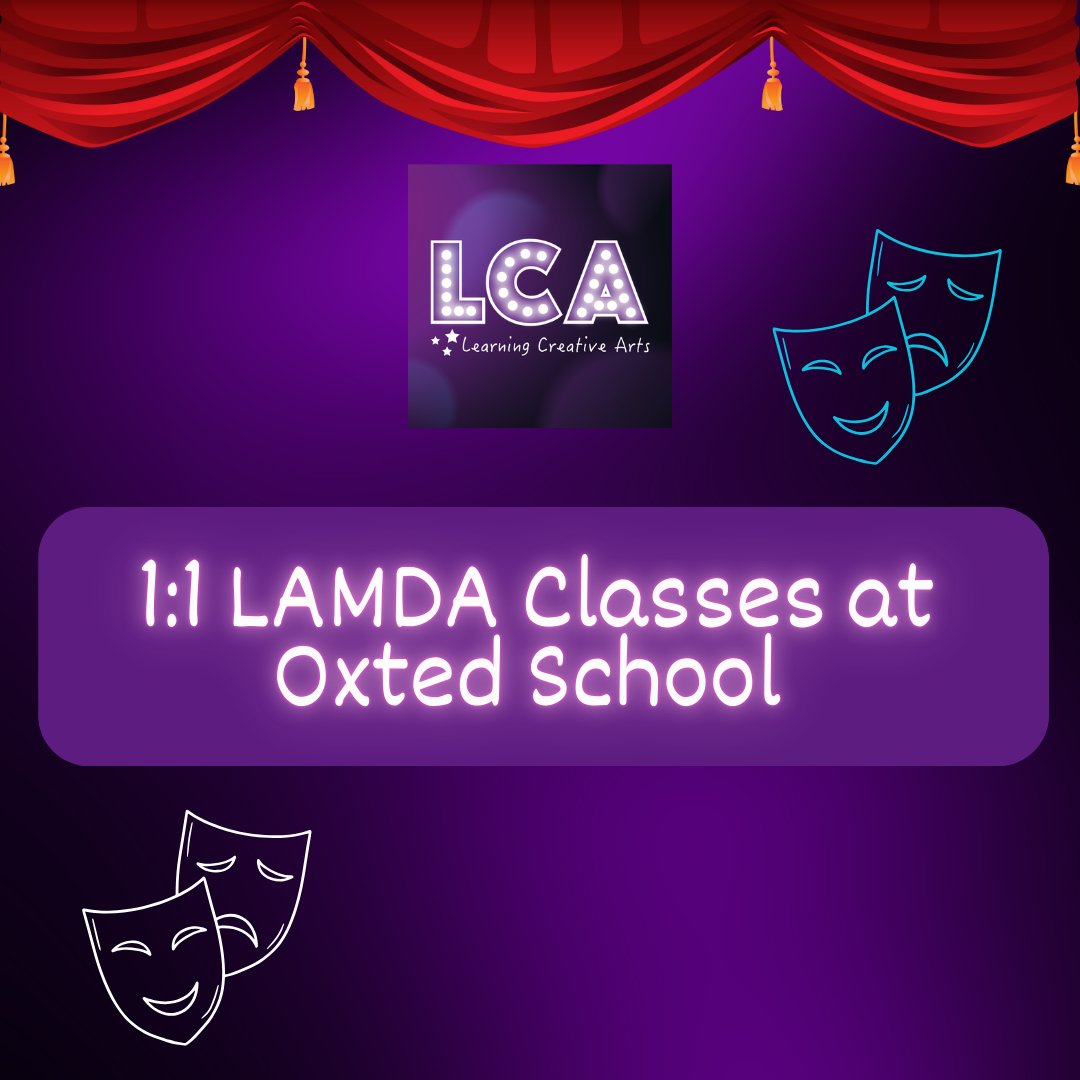 💜 Happy Monday! 💜

LCA's LAMDA 1:1s continue on at Oxted School during the school day today with LCA Teacher, Fern! 🎭

If you are interested in finding out more about our LAMDA Classes at Oxted School, please email info@lca-stage.com 🎭💜