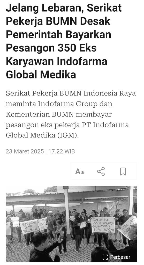 Wahhhh.....
Ndak bener nihhhhh

Mosok yaaa direksinya yg didahulukan tapi hak pensiun dan sebagian gaji pegawai Indofarma blm dibayarkan 

Kepiye jeeee Pak <a href="/erickthohir/">Erick Thohir</a> ???
