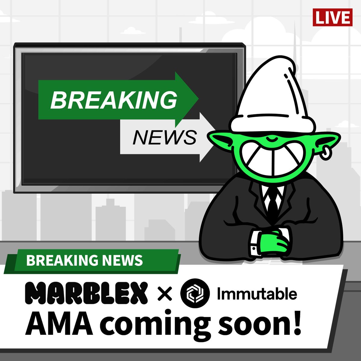 MARBLEXofficial's tweet image. 💚Goblin Bounty AMA Alert💚

We’re teaming up with @Immutable for an AMA on March 27, 18:00 KST (UTC+9). Expect big updates on MARBLEX’s 2025 roadmap, new games, and chain migration. And of course… LOOT.

More info about the AMA and  goblin-level chaos events in the thread below…
