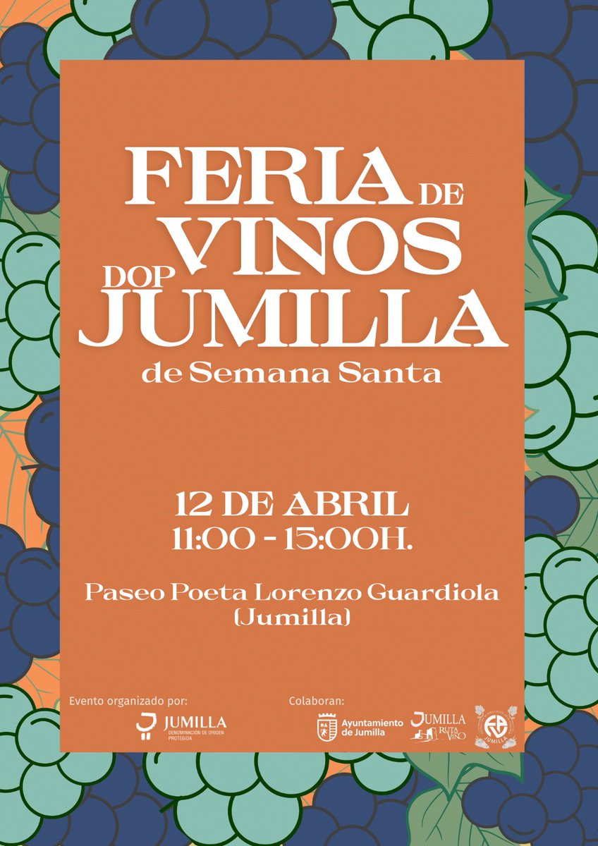 El próximo 12 de abril, el corazón de Jumilla late al ritmo de nuestra pasión vinícola. Llega la Feria de Vinos DOP Jumilla de Semana Santa 2025, un encuentro único donde tradición, cultura y los mejores vinos se dan la mano.