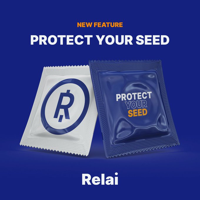New feature alert! 🚨

At Relai, we take protection very seriously. 

Keep your seed safe...in every way possible.

Tutorial coming soon.