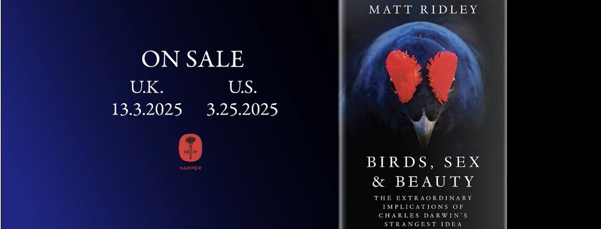 mattwridley's tweet image. My new book Birds, Sex and Beauty, is on sale in the USA from 25 March.
If you love nature, birds, evolution or...sex, then this is the book for you!
It argues that mate choice is a powerful driver of evolution.