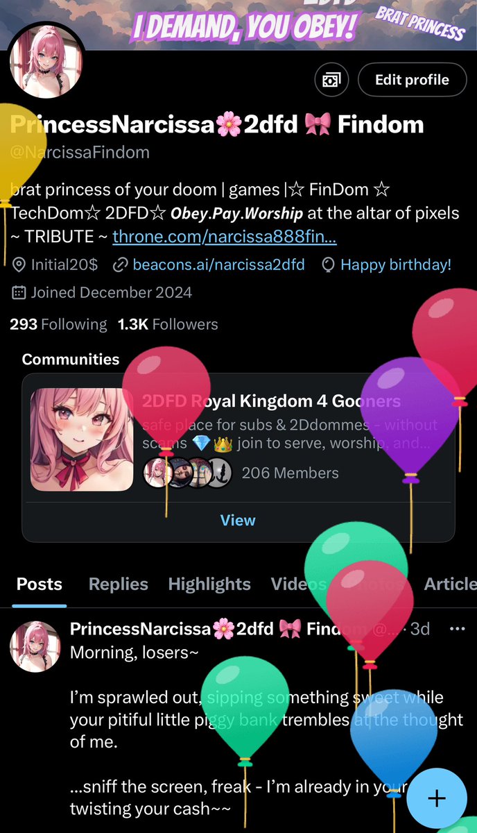 ~~
It's my birthday!!! 🥰😍🎉🎊

kneel down to my Thr0ne throne.com/narcissa888fin…

SEND 💸 SEND 💸 SEND 💸 SEND 💸 SEND 💸 SEND 💸 SEND 💸 SEND 💸
SEND 💸 SEND 💸 SEND 💸 SEND 💸
