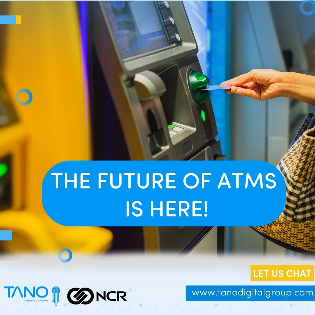 TanoGroup's tweet image. Unlock the next generation of ATM experiences with Tano Digital Solutions, in partnership with NCR. We&apos;re delivering innovative solutions that enhance customer engagement and drive efficiency. Ready to modernize your ATM strategy? #ATMInnovation #TanoDigitalSolutions