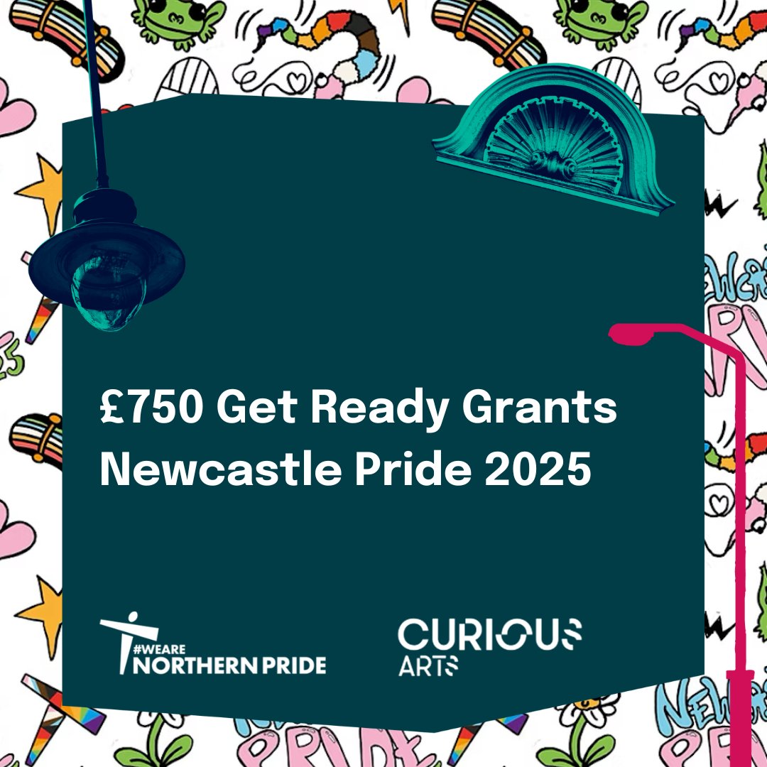 CreativeCentNCL's tweet image. Open call: we're offering three 'Get Ready' grants of £750 each for creatives to
research, develop or enhance ideas for #NewcastlePride25. Click the link to read about what we're looking for and apply by 11 April. creativecentralncl.co.uk/opportunities/…
With @northernprideuk @CuriousArts