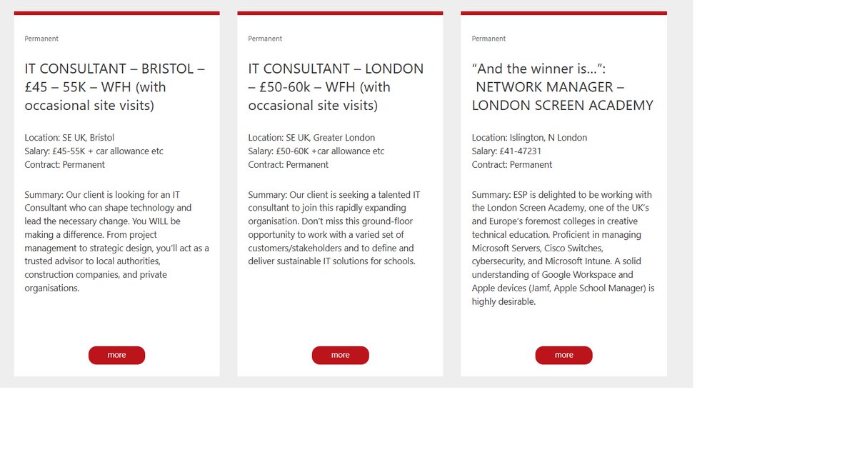 3 IT roles for experienced Senior Techs / aspiring or exp Network Managers on esp-recruit.co.uk this morning

2 in London (Network Manager/ IT Consultant)
1 covering the South West (IT Consultant)

Call Steve in the office if u r interested! 
#technician #edtech #edugeek
