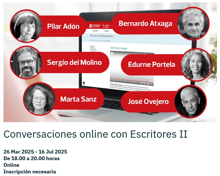 Festival CUÉNTALO (@cuentalofest) on Twitter photo Varios autores de #Cuéntalo participan en la II edición de Conversaciones online con Escritores que organiza <a href="/unirioja/">Universidad de La Rioja</a> Seis charlas de dos horas de duración, entre el 26 de marzo y el 16 de julio
📌 Ya están habilitadas las inscripciones en: unirioja.es/actividades/co… Varios autores de #Cuéntalo participan en la II edición de Conversaciones online con Escritores que organiza <a href="/unirioja/">Universidad de La Rioja</a> Seis charlas de dos horas de duración, entre el 26 de marzo y el 16 de julio
📌 Ya están habilitadas las inscripciones en: unirioja.es/actividades/co…