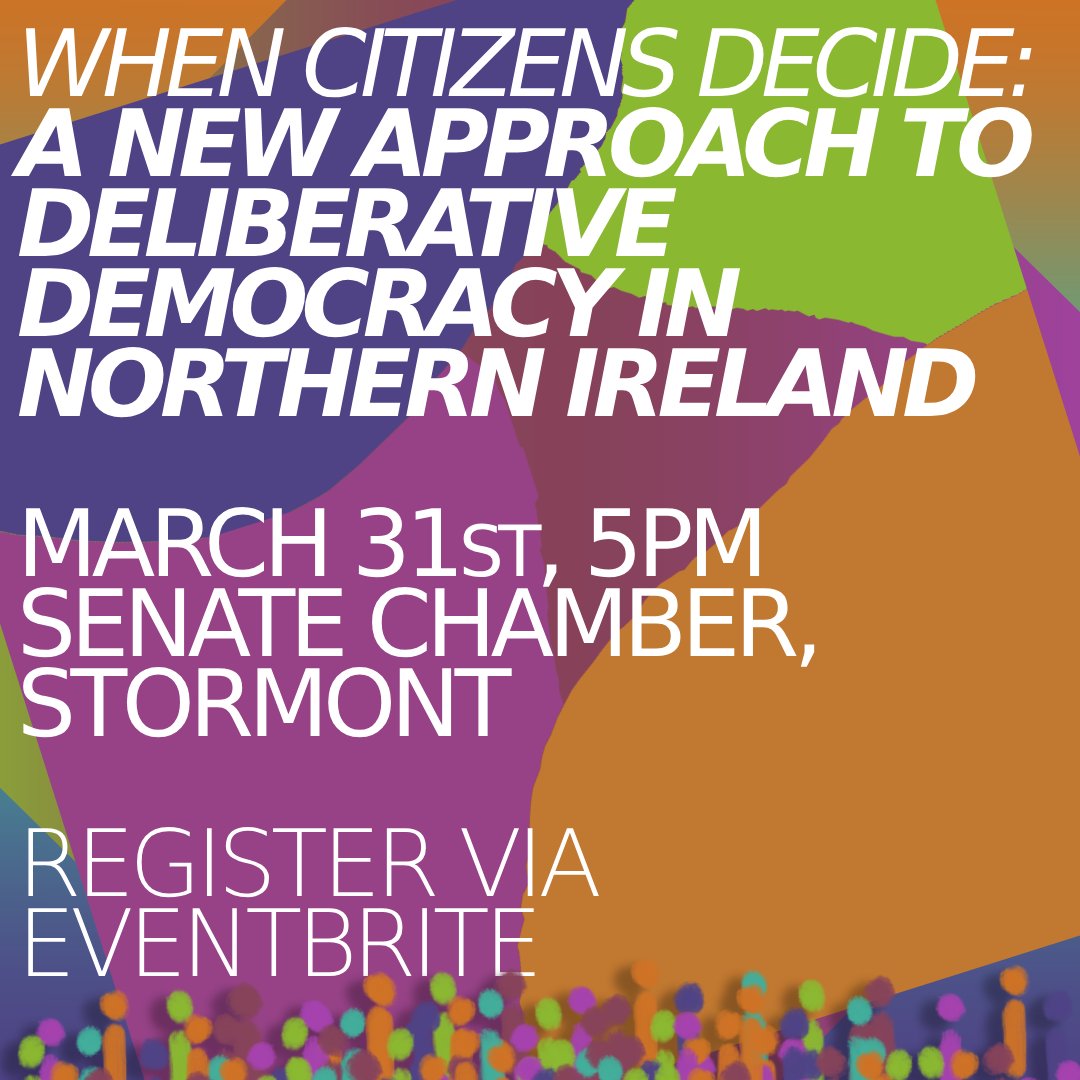 Missed our report launch last month? The Civic Initiative is hosting a special event at Stormont next week to discuss the recommendations of the Citizens' Forum on Housing and the use of citizens assemblies.

March 31, 5pm, Senate Chamber
Register: eventbrite.co.uk/e/when-citizen…