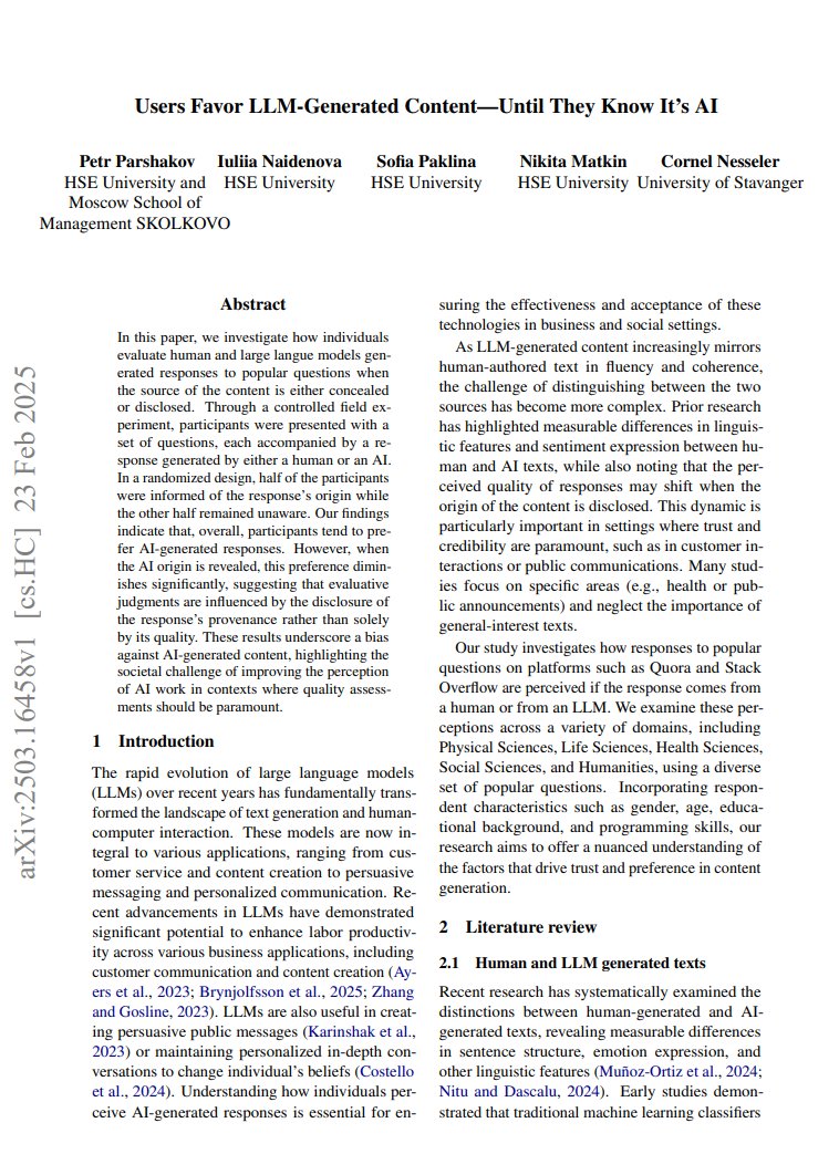 kimmonismus's tweet image. An exciting study: it is increasingly being found that people prefer AI to humans in interactions.

Especially in medical treatment. On the one hand because people (e.g. doctors) have too little time to engage with patients&apos; questions, and on the other hand because AI conveys…