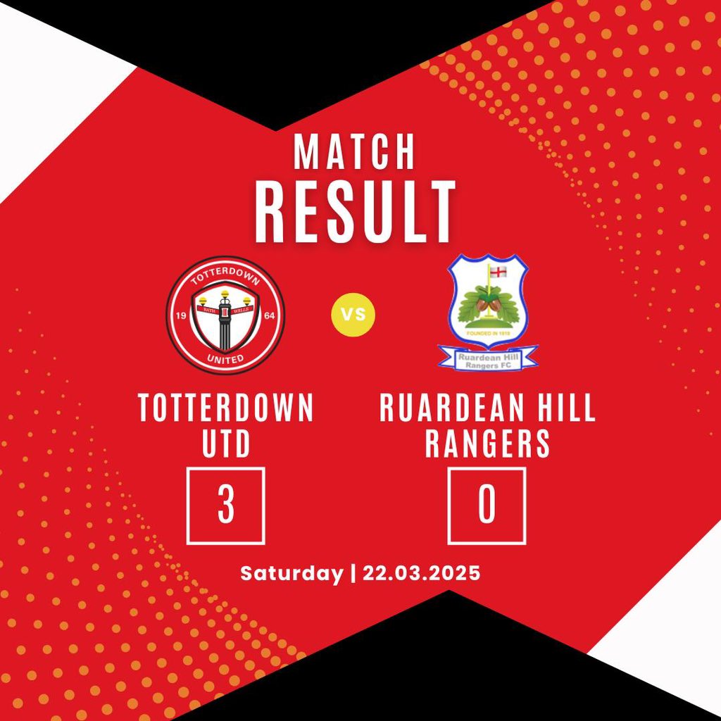 TOTTERDOWN UNITED (@totterdownutd) on Twitter photo π΄β«οΈ Totts Results π΄β«οΈ
Good performance from the boys. Including a few positive debuts from the youngsters.
Goals -
<a href="/g_saunz/">George Saunders</a> β½οΈβ½οΈ
<a href="/JackThorley/">Jack Thorley</a> β½οΈ
MOM - <a href="/g_saunz/">George Saunders</a> π΄β«οΈ Totts Results π΄β«οΈ
Good performance from the boys. Including a few positive debuts from the youngsters.
Goals -
<a href="/g_saunz/">George Saunders</a> β½οΈβ½οΈ
<a href="/JackThorley/">Jack Thorley</a> β½οΈ
MOM - <a href="/g_saunz/">George Saunders</a>