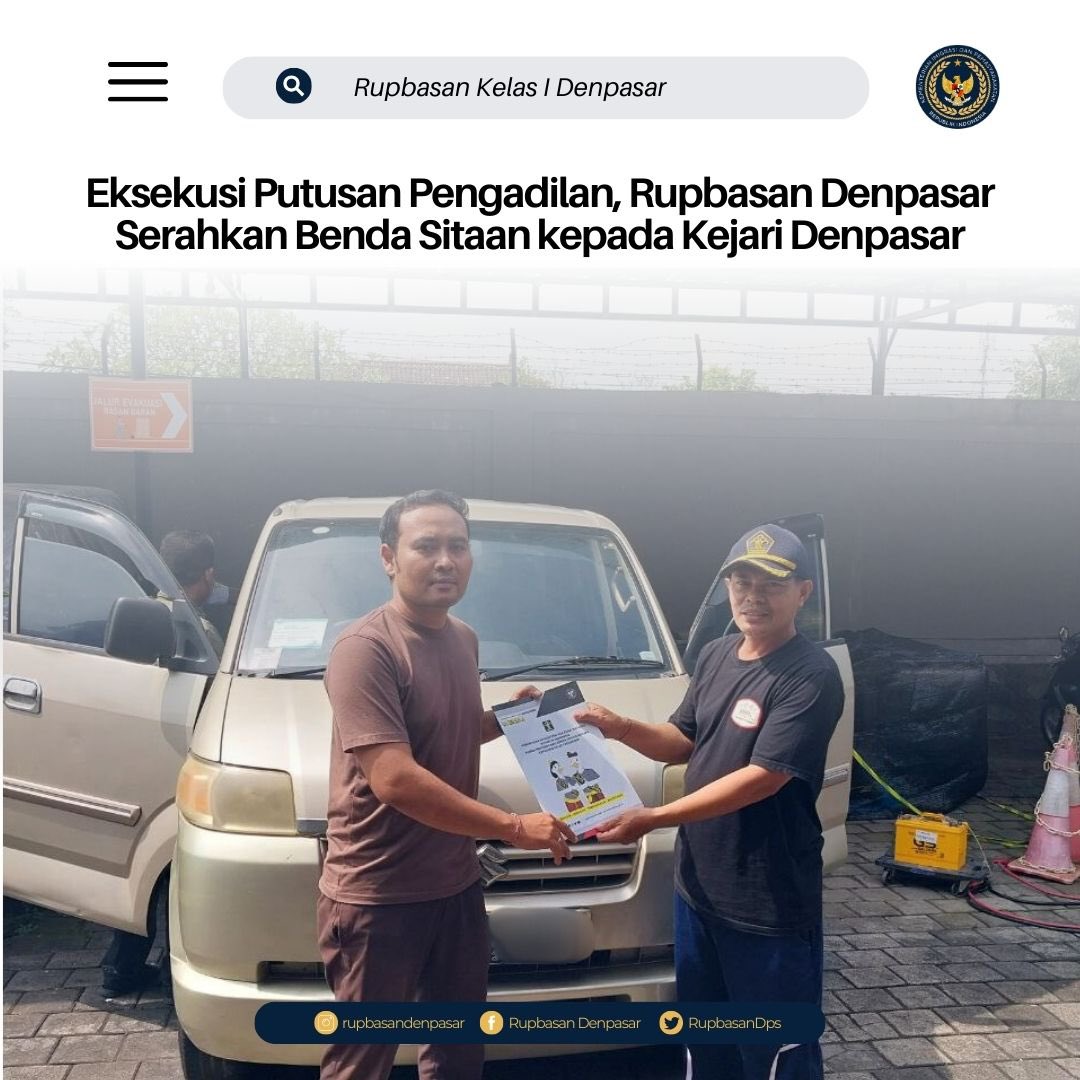 RupbasanDps's tweet photo. Eksekusi Putusan Pengadilan, Rupbasan denpasar Serahkan Beda Sitaan kepada Kejari Denpasar

Selengkapnya di : https://t.co/HwCr6TQq2p https://t.co/bxAIwgi1OH