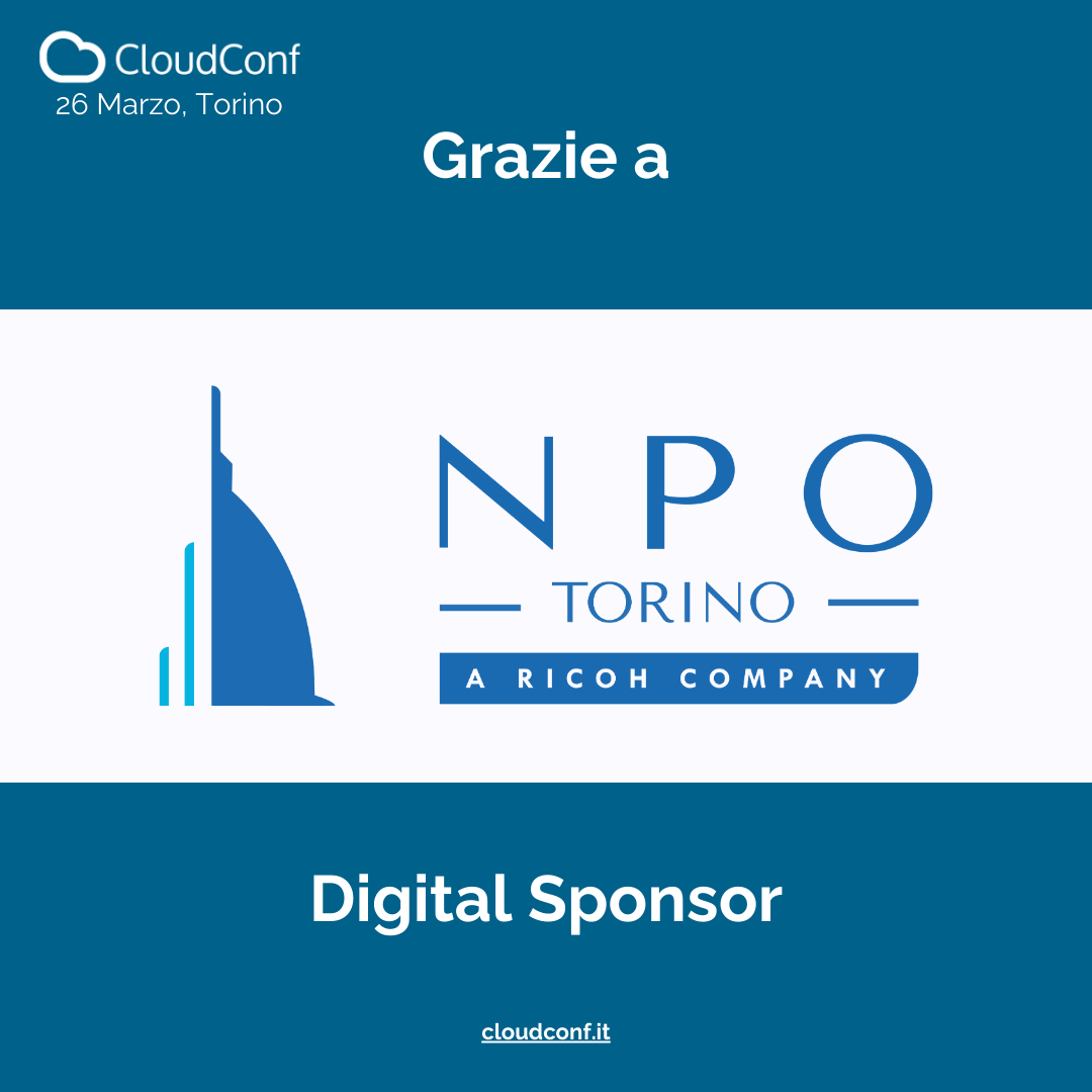 La CloudConf 2025 si avvicina📣📣! Siamo entusiasti di annunciare che NPO è 𝐒𝐩𝐨𝐧𝐬𝐨𝐫 𝐃𝐢𝐠𝐢𝐭𝐚𝐥 dell'undicesima edizione della conferenza sul cloud più amata in Italia!

Info e biglietti🎟️: 2025.cloudconf.it

#cloudconf2025 #sponsor #digital #NPO