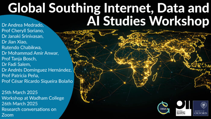 Derechos Digitales (@derechosdigital) on Twitter photo Este 26 de marzo, Pía Garavaglia (<a href="/heartinacage3/">Pía Garavaglia</a>) , Coordinadora del Área de Trabajo y Tecnología, presentará en el Global Southing Internet, Data and AI Studies Workshop, organizado por el <a href="/oiioxford/">Oxford Internet Institute</a>.
🔗Regístrate online: oii.ox.ac.uk/news-events/ev… Este 26 de marzo, Pía Garavaglia (<a href="/heartinacage3/">Pía Garavaglia</a>) , Coordinadora del Área de Trabajo y Tecnología, presentará en el Global Southing Internet, Data and AI Studies Workshop, organizado por el <a href="/oiioxford/">Oxford Internet Institute</a>.
🔗Regístrate online: oii.ox.ac.uk/news-events/ev…