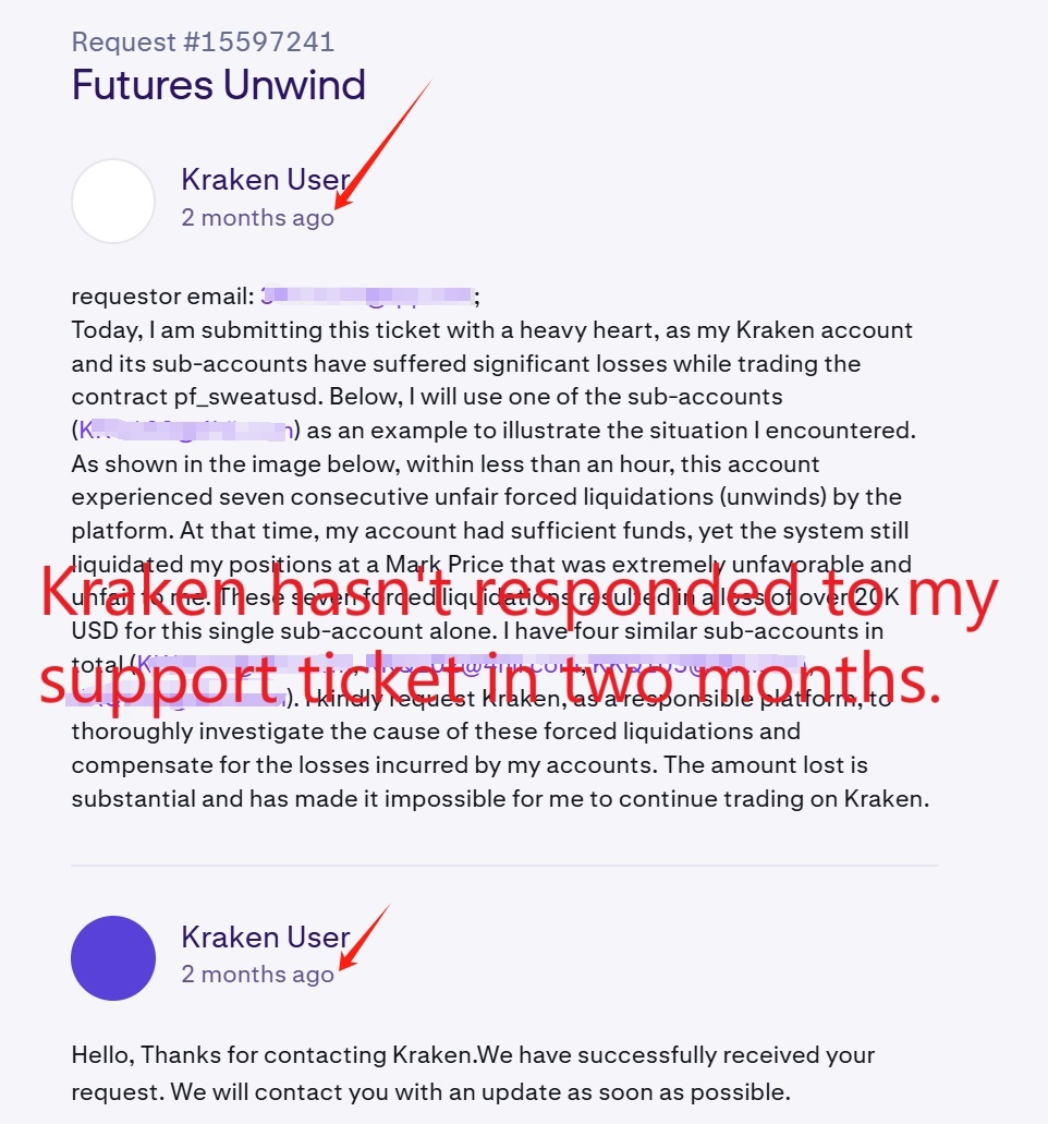 BitShark_Com's tweet image. Kraken’s Flaw Caused Me a $280,000 Loss and They Refuse to Address It

On Feb. 1, 2025, the Kraken trading platform forcibly liquidated my positions at an extremely unreasonable price, despite my account having sufficient balance and no risk control triggers being activated. This…