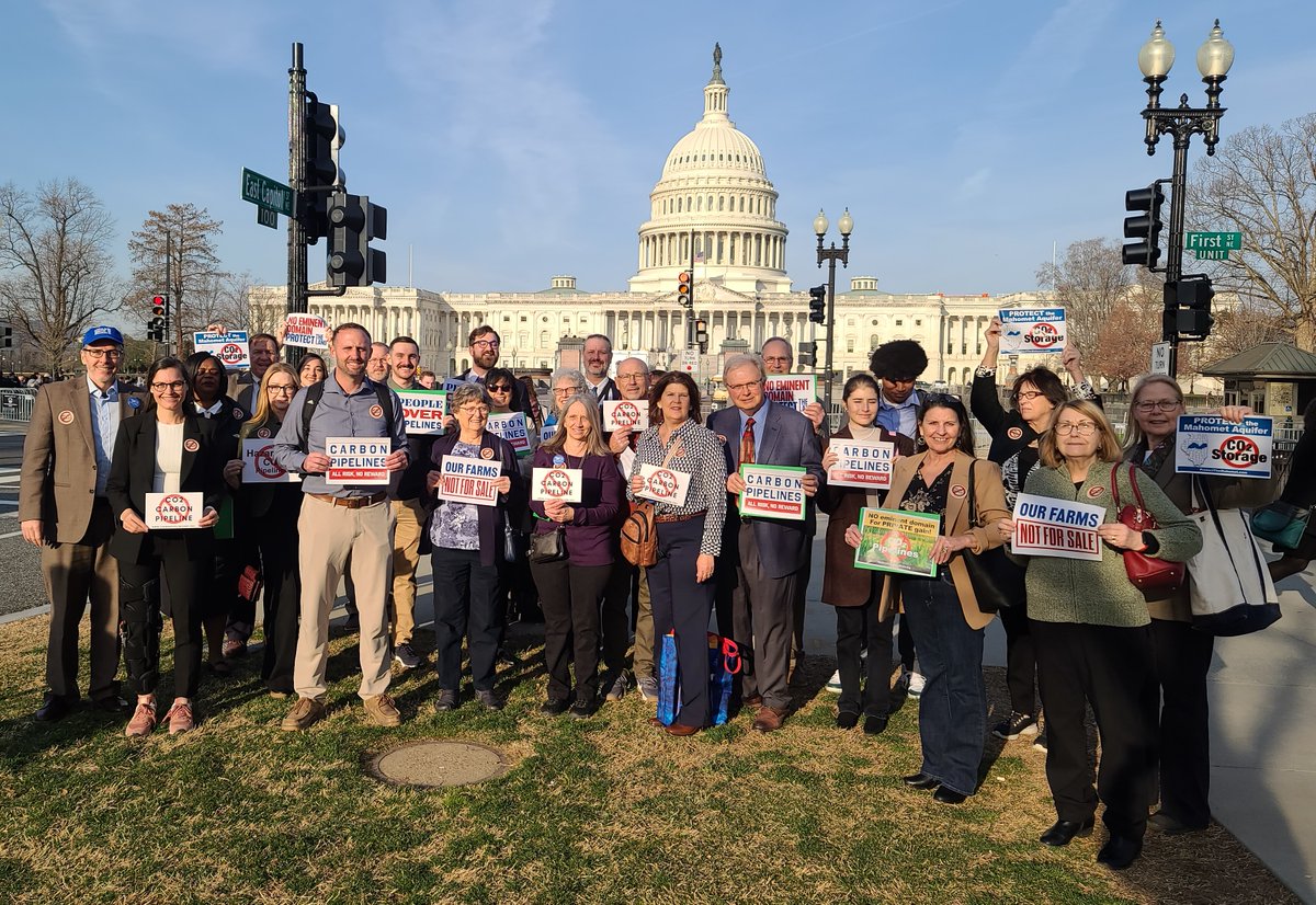 Last week, 50 farmers &amp; land owners went to DC to say NO to dangerous #CarbonCapture projects &amp; pipelines. Join the movement! Call 866-582-4813 to be connected with your rep's office to say: stop taxpayer handouts to companies taking our land and endangering our communities!