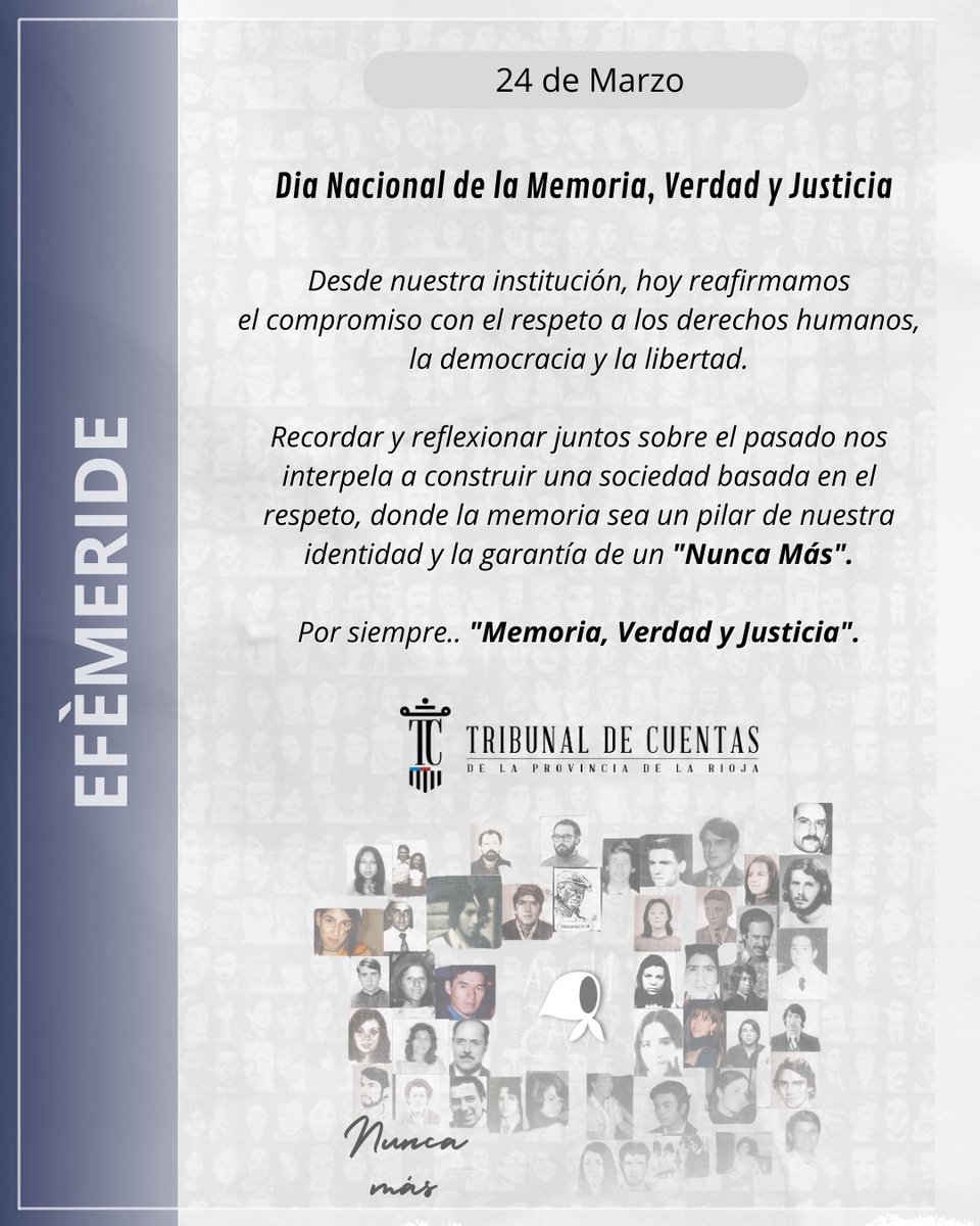 Hoy reafirmamos nuestro compromiso con el respeto a los derechos humanos y la vida en democracia. La memoria nos une para decir #NuncaMás

#MemoriaVerdadJusticia