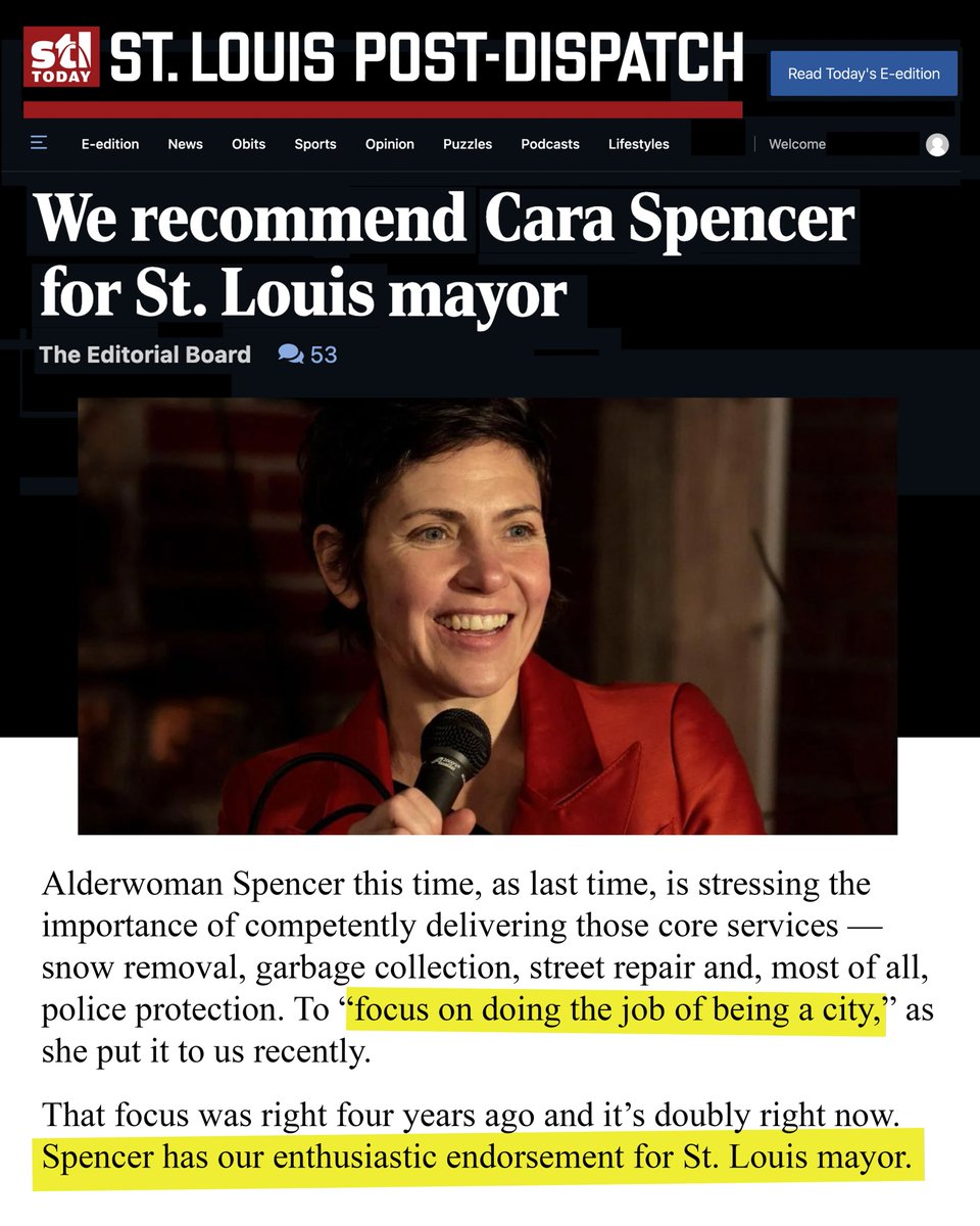 I am so thrilled to announce that the St. Louis Post Dispatch has endorsed my campaign for St. Louis Mayor!!

Read the full article here: bit.ly/41Fc52w.