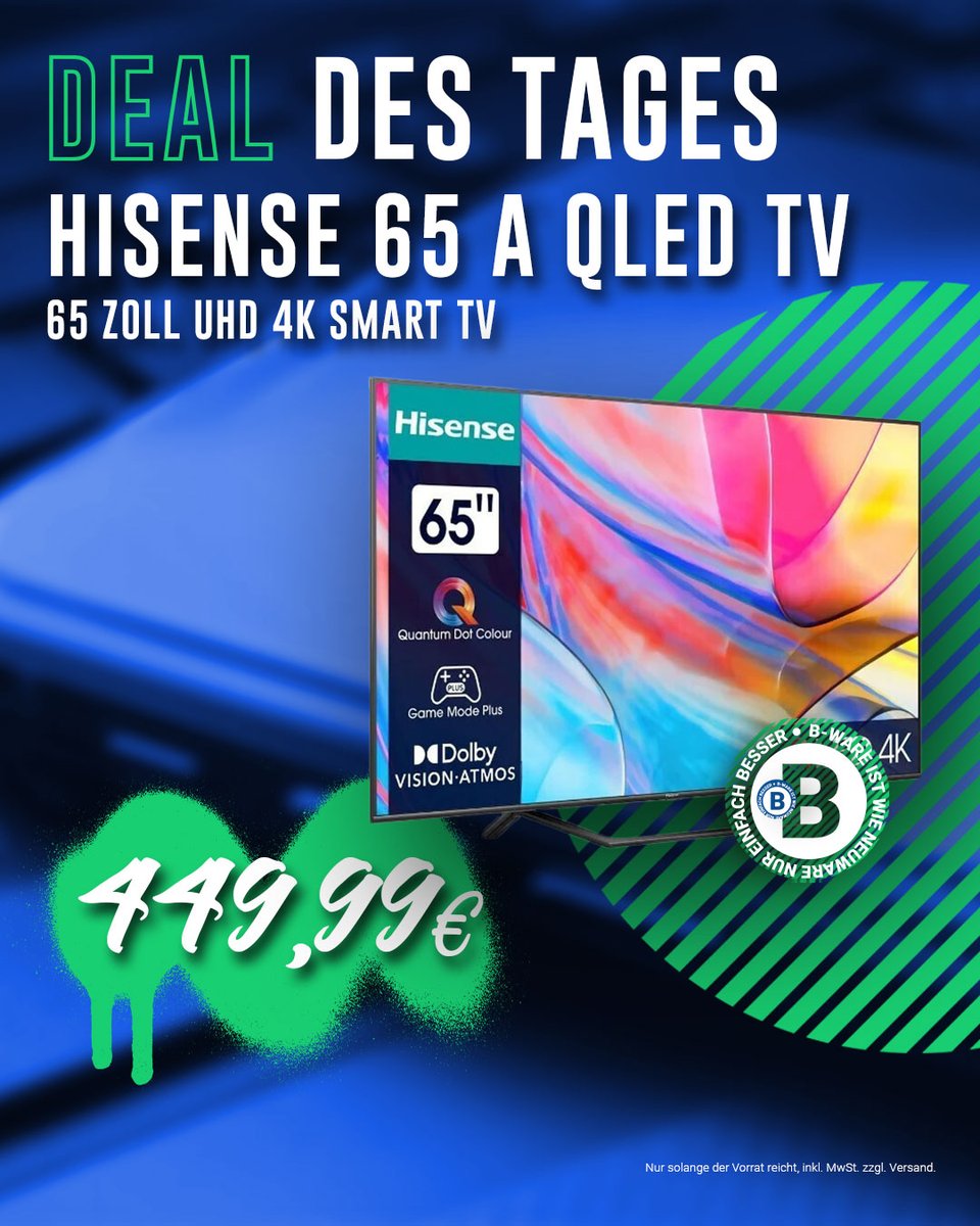 TalkPointGmbH's tweet image. 🌟📺 Tauche ein in eine Welt voller Farben und Details mit dem Hisense 65 A 7 KQ QLED TV – jetzt für nur 449,99€ bei Talk-Point.de! #BesteBWare #SmartTV #HisenseQLED 📺🌟

talk-point.de/collections/b-…

#HisenseTV #4KUHD #QLEDMagic #HomeCinema #TechDeals #TalkPointTech