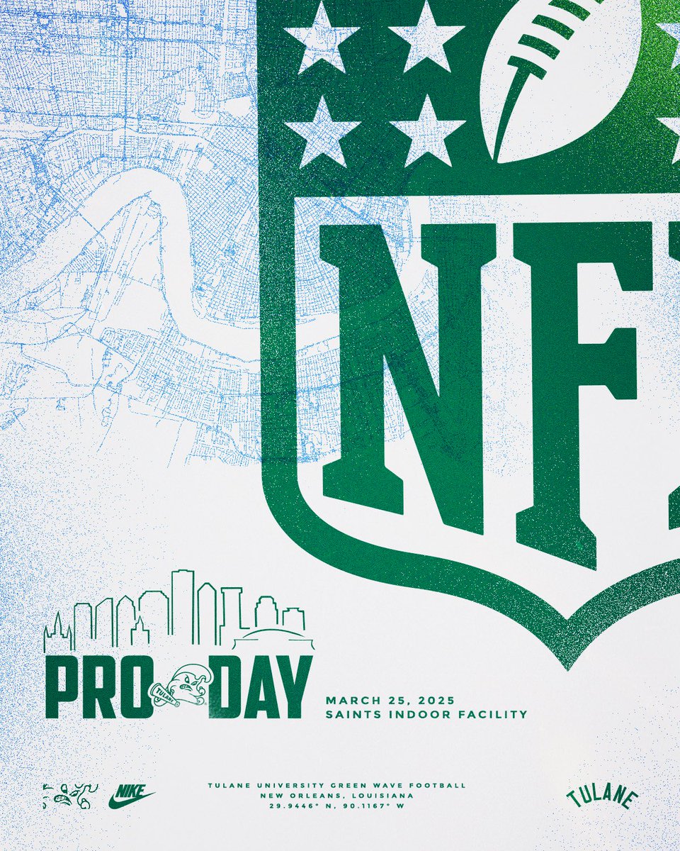 GreenWaveFB's tweet photo. The next #NFLWave is here! 🌊

#UptownFootball https://t.co/CE2JzoG3j4