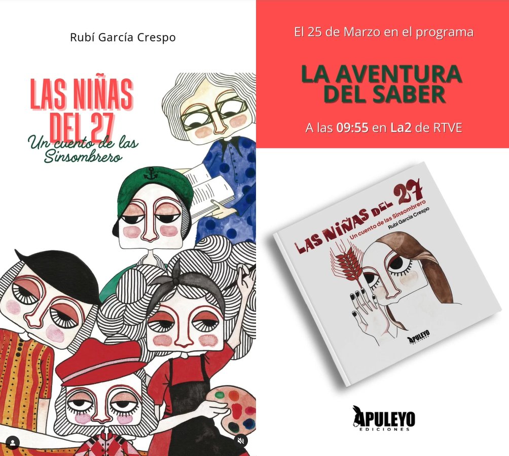 MJ_Nunez's tweet photo. MAÑANA 
Martes 25
9.55 hs.
En @aventurasaber de @la2_tve podéis ver el arte infinito de mi amor. La inmensa Rubi García 
No os lo perdáis que os alimentará el alma ya para todo el día, la semana, el mes, el año y la vida entera 😍
#LasSinsombrero #Sinsombrero #LasNiñasDel27 https://t.co/Alh9fD56zY