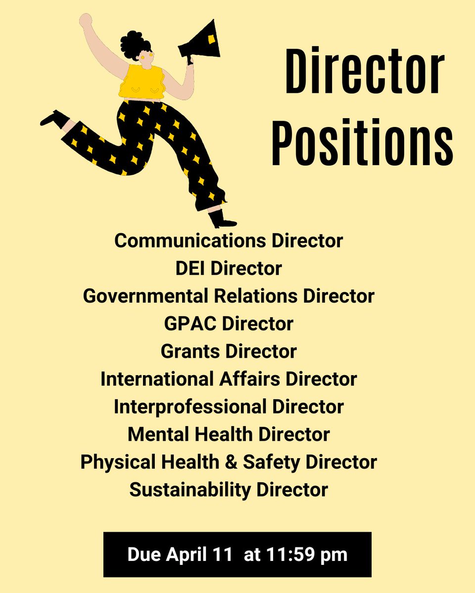 Director position applications are still open! Remember to fill out the form soon!