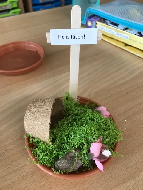 The Explore group have been learning all about the Easter story.

We made some beautiful Easter gardens today.