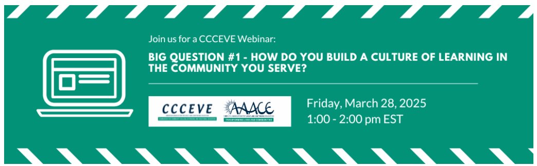 How do you build a culture of learning? 📚 Don Tracy shares how to replicate a lifelong learning festival in your community! #LifelongLearning #CCCEVE #CommunityEd #EdTech 👇 aaace.org/events/EventDe…
