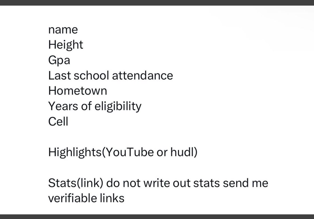 TRANSFERS ONLY

D1, d2 and Juco transfers 

6”1 and up ONLY

INBOX ME ONLY DO NOT TAG ME OR YOU WILL GET BLOCKED

I got a high powered school that wants to see you

You must have ok numbers

Americans only 

INBOX ME ONLY DO NOT TAG ME OR YOU WILL GET BLOCKED

FOLLOW THIS LIST