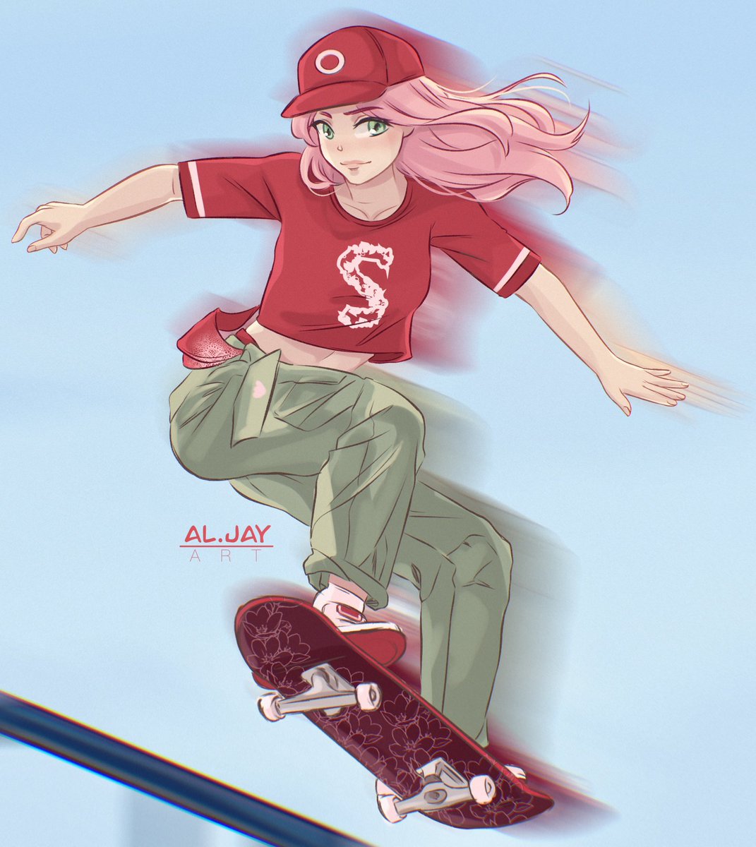 aljayart's tweet photo. Day 2! She has officially made it to sk8  #SakuraWeek2025 https://t.co/sva5Xgw7YX