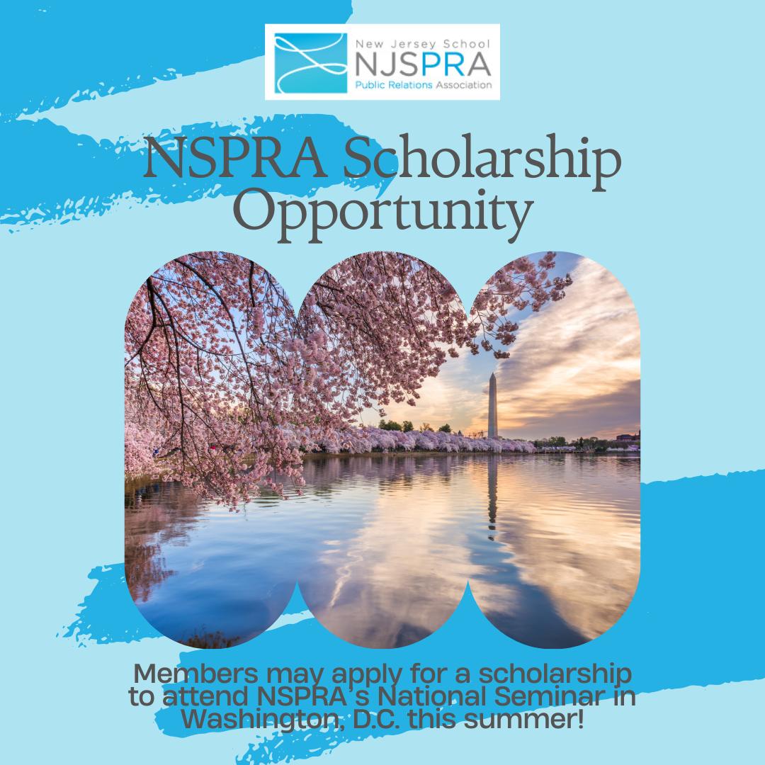 We are excited to announce three scholarships will be awarded to attend the 2025 NSPRA Seminar in Washington, D.C.! Current NJSPRA members (in good standing) are encouraged to apply. The deadline is April 3rd! Learn more and apply at njspra.com.