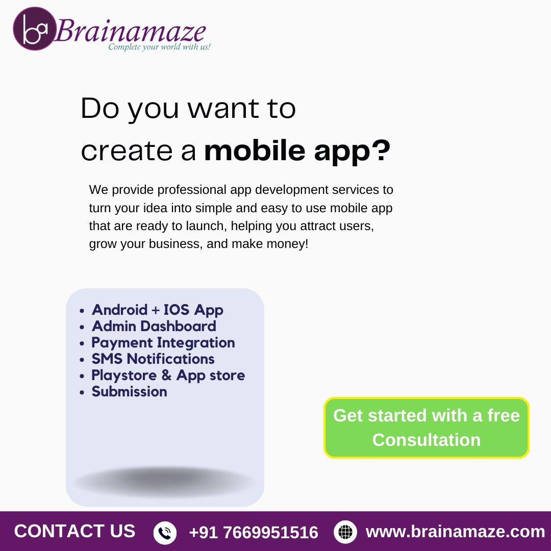 Brainamaze's tweet image. 🚀 Do you want a mobile app that takes your business to the next level?
Mob. no. +91-7669951516
Our Website: brainamaze.com
Mail : sales@brainamaze.com
#Brainamaze #MobileAppDevelopment #AppDevelopmentService #MobileAppCompany #CustomApps #TechSolutions
