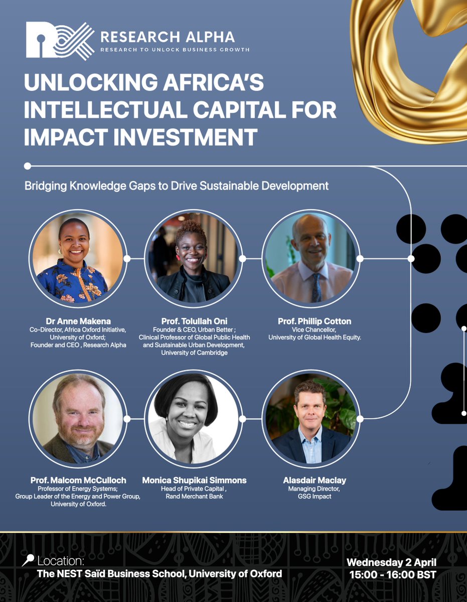 GSG Impact (@gsgimpact) on Twitter photo Join GSG Impact’s Managing Director, <a href="/AlasdairMaclay/">Alasdair Maclay</a>, as he speaks 🗣️ on #investorrisk perceptions & unlocking African institutional capital at the 'Science of #Sustainable Impact' event in 🇬🇧 Oxford.
📅 2 April │ 3 PM-4 PM
📍<a href="/OxfordSBS/">Saïd Business School</a>
Register 👉 lu.ma/s9bak6es?local… Join GSG Impact’s Managing Director, <a href="/AlasdairMaclay/">Alasdair Maclay</a>, as he speaks 🗣️ on #investorrisk perceptions & unlocking African institutional capital at the 'Science of #Sustainable Impact' event in 🇬🇧 Oxford.
📅 2 April │ 3 PM-4 PM
📍<a href="/OxfordSBS/">Saïd Business School</a>
Register 👉 lu.ma/s9bak6es?local…
