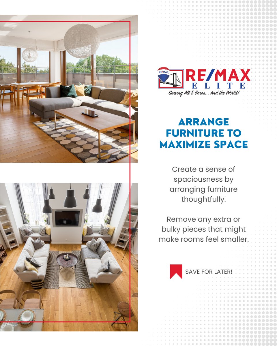 petefiorentino1's tweet image. Less is more! 📷 Arranging furniture strategically makes your home feel open and inviting. Let’s show buyers how spacious your home truly is! 📷
#SpaceMaximization #StagingTips #HomeSelling #RealEstateAdvice #MarketReady #SmartSelling