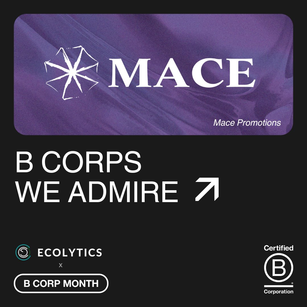 ecolytics_io's tweet photo. This B Corp Month, we’re celebrating Mace Promotions! 🎉

With Ecolytics, Mace Promotions:
✅ Streamlines reporting for B Corp, EcoVadis &amp; CDP
✅ Automates emissions tracking (Scope 1, 2 &amp; 3)
✅ Tracks social &amp; governance metrics

#BCorpMonth #BCorpsWeAdmire #SustainableMerch https://t.co/tYCe9Z8anf