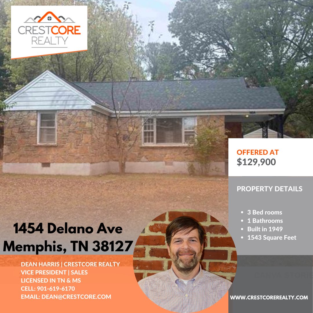 Fantastic investment opportunity in the Shelby area. This 3br/1 bath single-family home is in the 38127 area.

#realestate #realestateinvestment #Justlisted #sold #broker #mortgage #homesforsale #ilovememphis #memphistennessee #Memphis