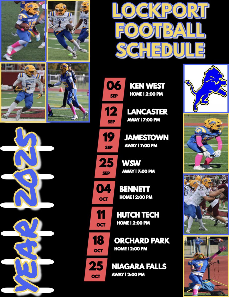 ‘25 Lockport Football Schedule