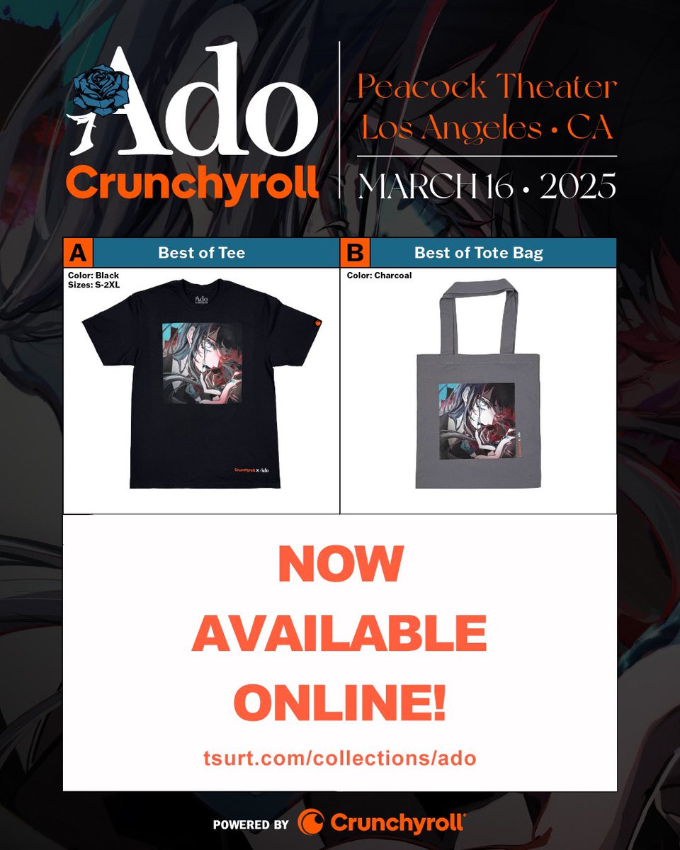 matsuri'25:Ado Best of Tee Lサイズ ロサンゼルス Ado x Crunchyroll Merch – NOW AVAILABLE ONLINE! Missed out on the